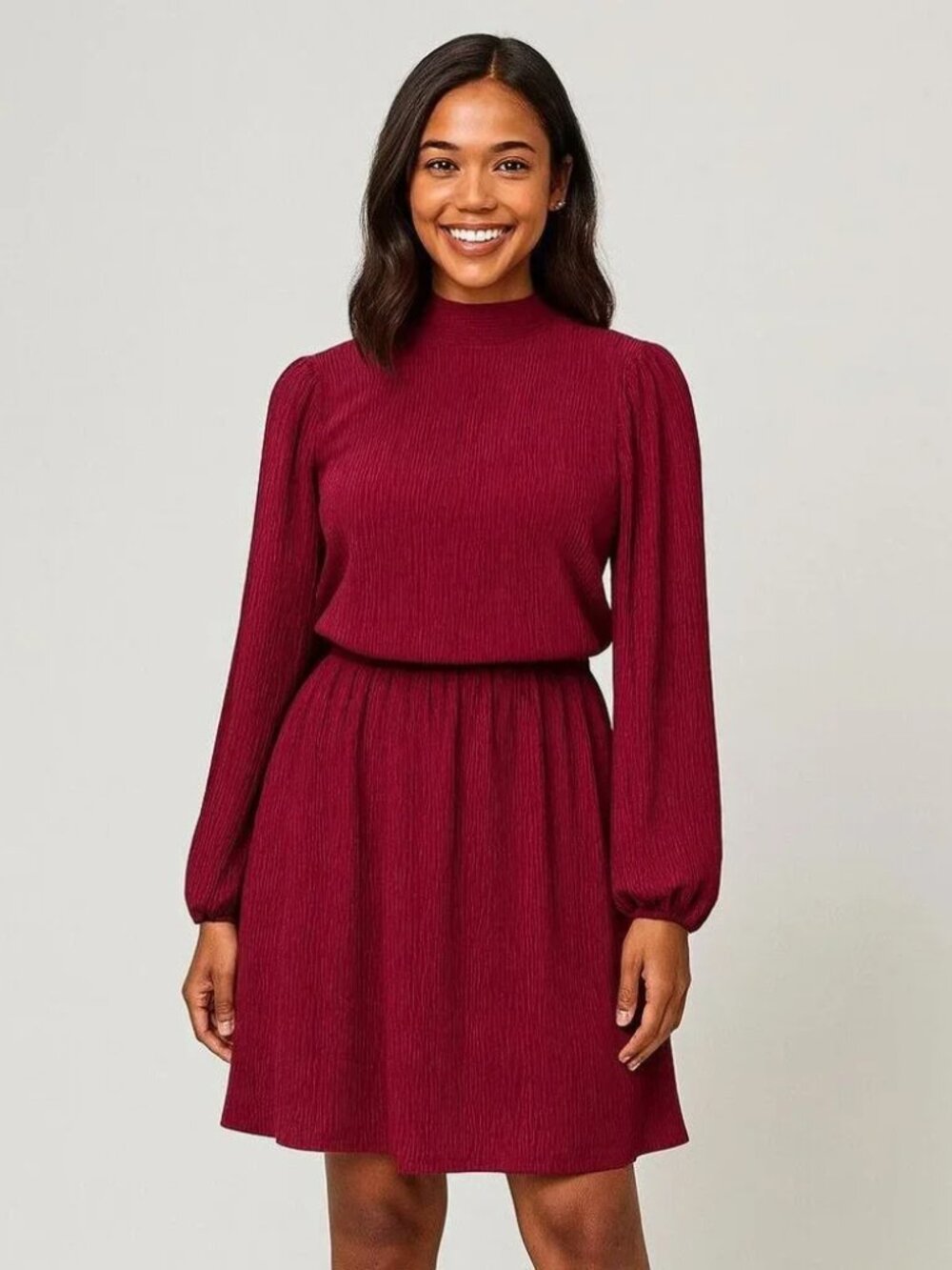 Floret Studios (Nordstrom)  Plisse Mini  Dress Burgundy Large NWT